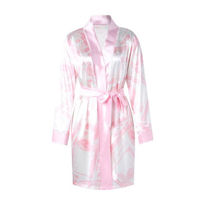 Women's Long Sleeve Money Print Silky Robes